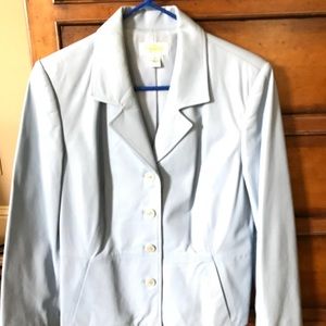 Talbots blue leather jacket